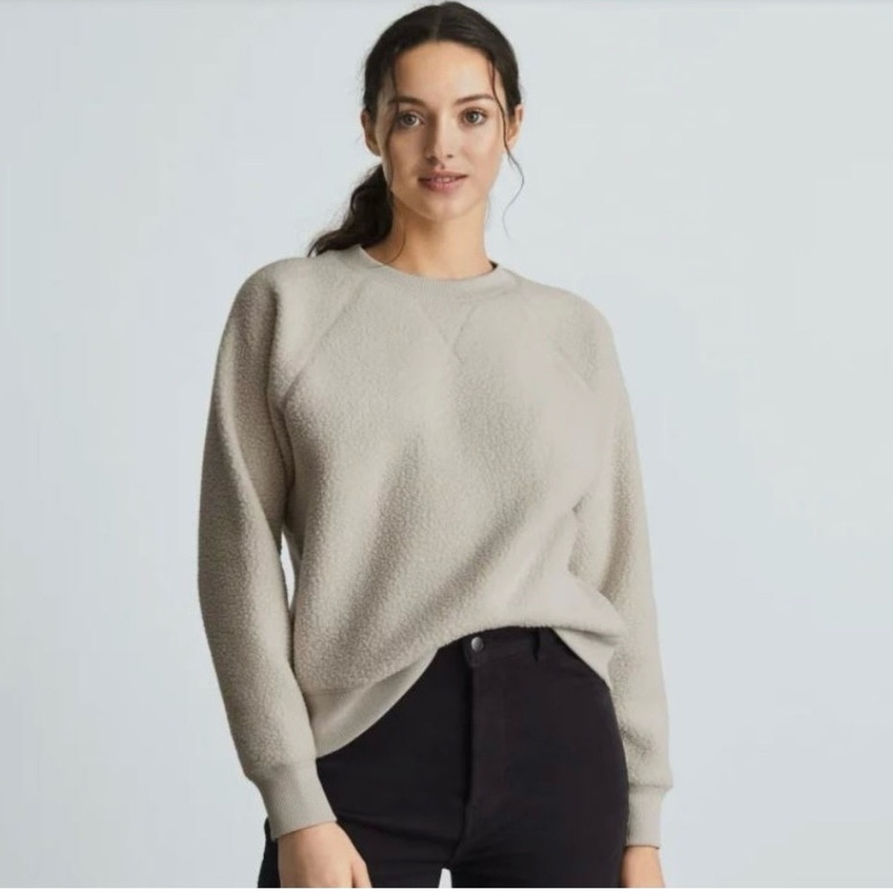 Everlane The ReNew Fleece Ragland Sweatshirt XL Sandstone - Picture 2 of 11